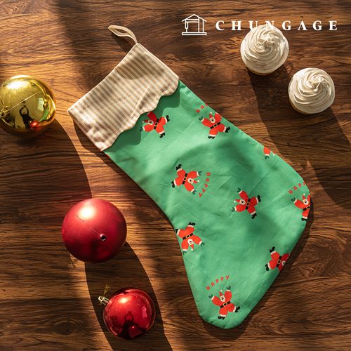 綿生地クリスマス生地20カウントDTP生地ダンシングサンタグリーン420