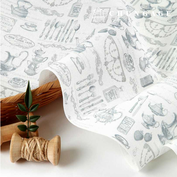 オックスフォード生地コットン20カウントエコDTPバロックプレートホワイトMOX1881