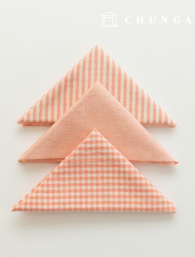 生地パッケージ チェック 4mm さくらんぼ生地 コットンウォッシング 平織り彫刻布 メラン 3種 018 ジンピンク