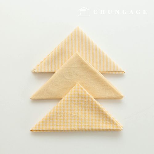 生地パッケージ チェック 4mm さくらんぼ生地 コットンウォッシング 平織り彫刻布 メラン 3種 019 軟黄色