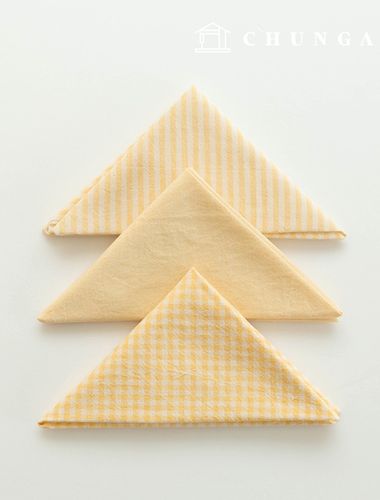 生地パッケージ チェック 4mm さくらんぼ生地 コットンウォッシング 平織り彫刻布 メラン 3種 019 軟黄色