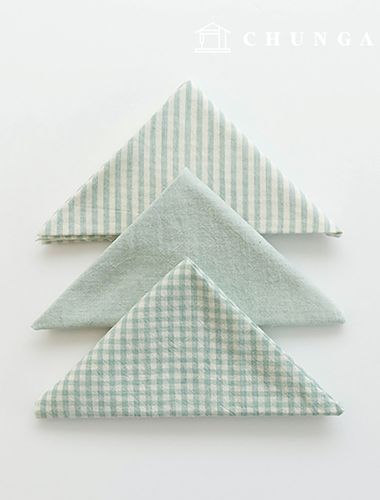 生地パッケージ チェック 4mm さくらんぼ生地 コットンウォッシング 平織り彫刻布 メラン 3種 020 ミント