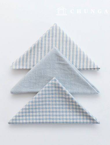 生地パッケージ チェック 4mm 姿勢生地 コットンウォッシング 平織り彫刻布 メランシリーズ 3種 021 スカイブルー