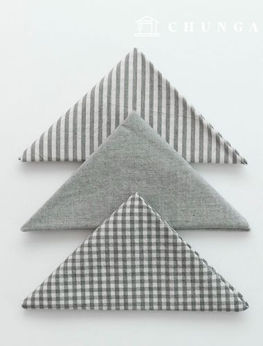 生地パッケージ チェック 4mm さくらんぼ生地 コットン 平織り 人形 子犬服作り メラン 3種 024 薄グレー