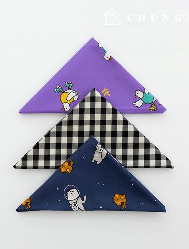 生地パッケージ動物の方言生地チェックコットンブラック人形子犬服作り彫刻布3種102