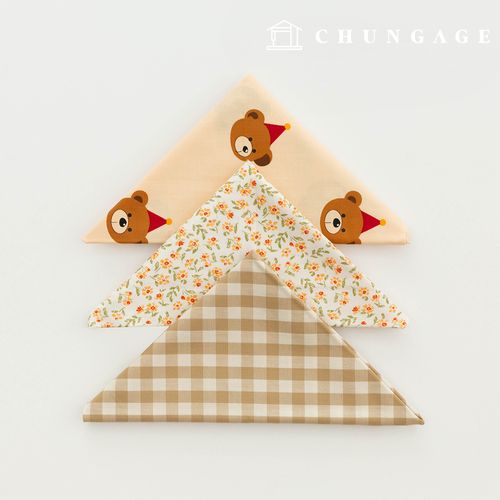 生地パッケージフラワーフェンス生地ビンテージ花柄チェックベージュクマの彫刻布3種109