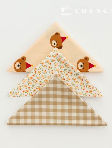 生地パッケージフラワーフェンス生地ビンテージ花柄チェックベージュクマの彫刻布3種109