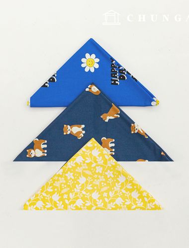 生地パッケージフラワーフェンス生地デイジー花柄布コットン人形子犬服作り3種119