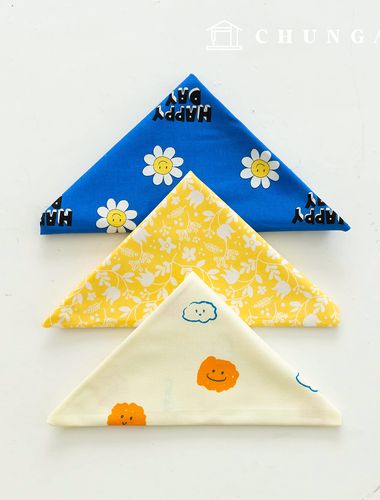 生地パッケージフラワーさくらんぼ生地デイジー花柄スマイルイエロー彫刻布3種120