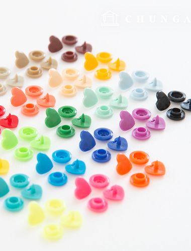 カチカチボタンプラスチックティースナップボタン服作りハート12mm 23種