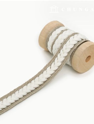 コットンウェビングストラップエコバッグバッグ付素材ウェイビングストラップ櫛柄ブレードアイボリーベージュ76836