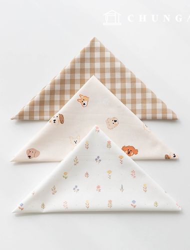 生地パッケージフラワーフェンス生地動物チェック布人形子犬服作り3種179