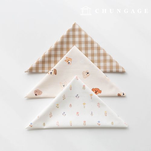 生地パッケージフラワーフェンス生地動物チェック布人形子犬服作り3種179