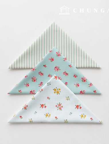 生地パッケージ フラワー ザトゥリ生地 花柄 ストライプ生地 人形 子犬 服づくり 3種 200