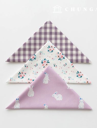 生地パッケージフラワーさくらんぼ生地花柄ウサギチェック布人形子犬服作り3種201