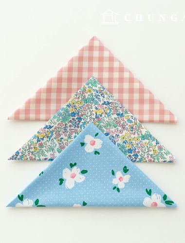 生地パッケージフラワーフェンス生地花柄チェック千人形子犬服作り3種203