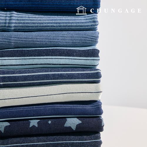 デニム生地 スチュワードギア バイオウォッシングジーンズ生地 ストライプ生地 ブルースター 10種