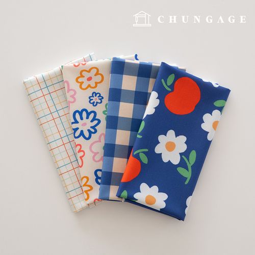 生地パッケージフラワーさくらんぼ生地チェック千人形子犬服作り4種211