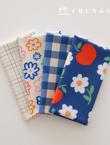 生地パッケージフラワーさくらんぼ生地チェック千人形子犬服作り4種211