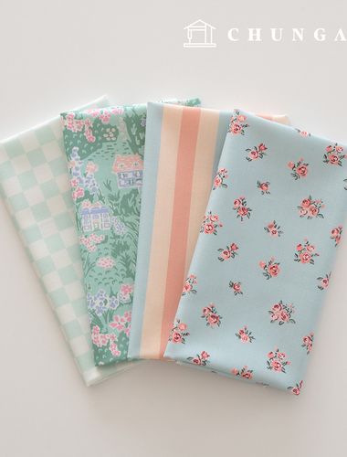 生地パッケージフラワーさくらんぼ生地チェック千人形子犬服作り4種212