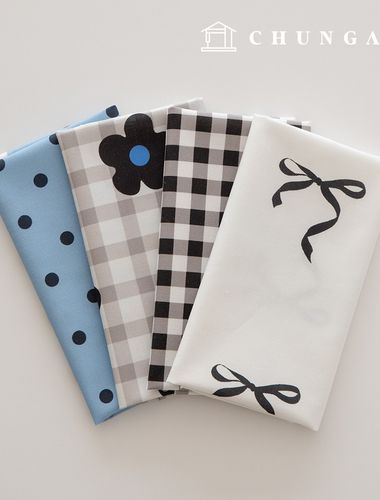 生地パッケージ リボン方言 生地チェック千人形 子犬服作り 4種 216