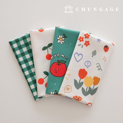 生地パッケージ りんご さりげん生地 チェック千 人形 子犬 服づくり 4種 219