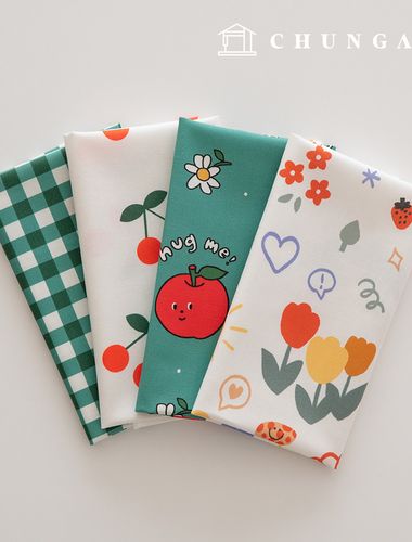 生地パッケージ りんご さりげん生地 チェック千 人形 子犬 服づくり 4種 219