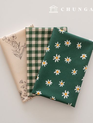 生地パッケージフラワーさくらんぼ生地チェック千人形子犬服作り3種221