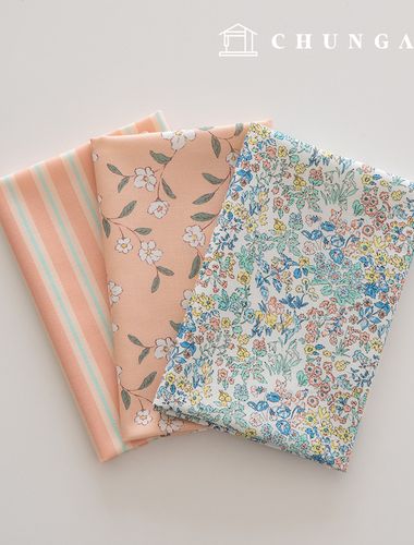 生地パッケージフラワーさくらんぼ生地ストライプ布人形子犬服作り3種223