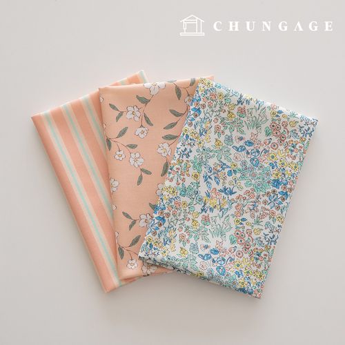 生地パッケージフラワーさくらんぼ生地ストライプ布人形子犬服作り3種223