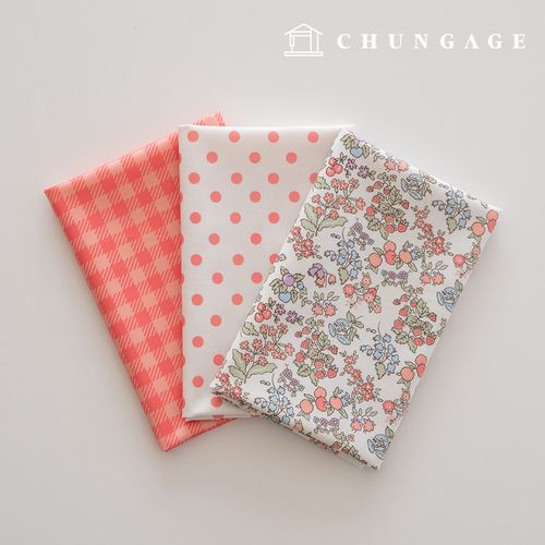 生地パッケージフラワーさくらんぼ生地チェック千人形子犬服作り3種224