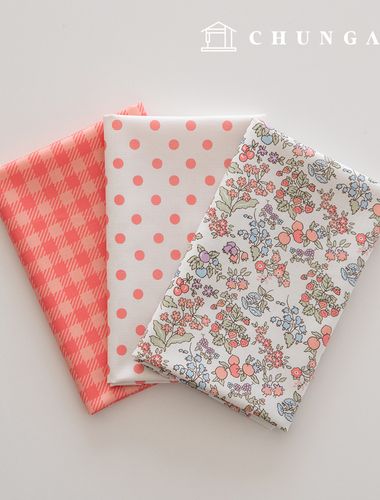 生地パッケージフラワーさくらんぼ生地チェック千人形子犬服作り3種224