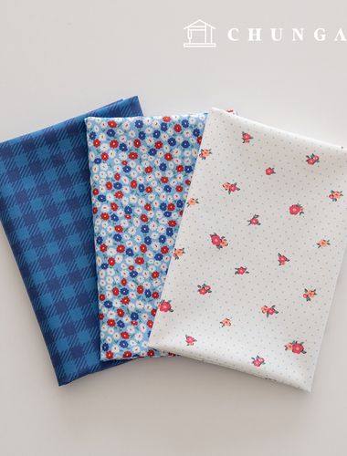 生地パッケージフラワーさくらんぼ生地チェック千人形子犬服作り3種225