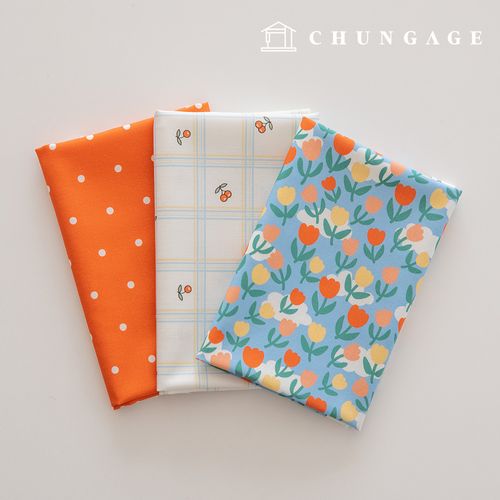 生地パッケージフラワーさくらんぼ生地チェック千人形子犬服作り3種227