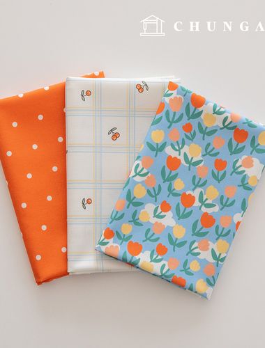 生地パッケージフラワーさくらんぼ生地チェック千人形子犬服作り3種227