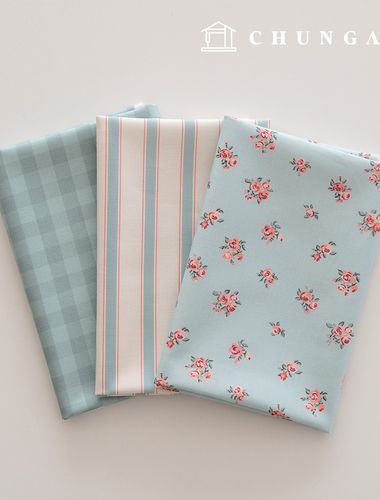 生地パッケージフラワーさくらんぼ生地ストライプ布人形子犬服作り3種230