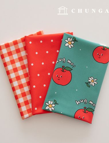 生地パッケージ りんご さりげん生地チェック千人形 子犬服作り 3種 231