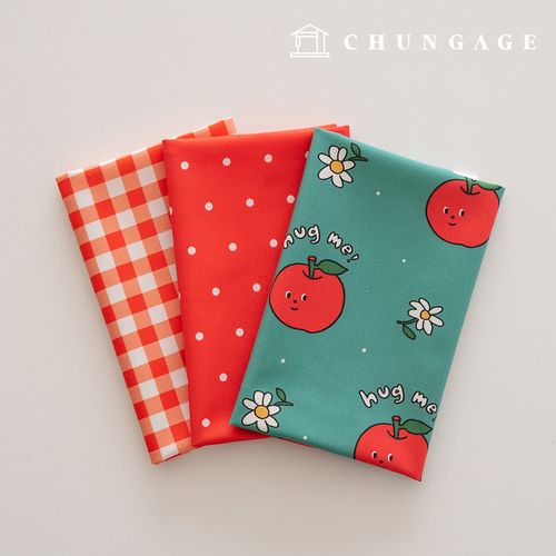 生地パッケージ りんご さりげん生地チェック千人形 子犬服作り 3種 231