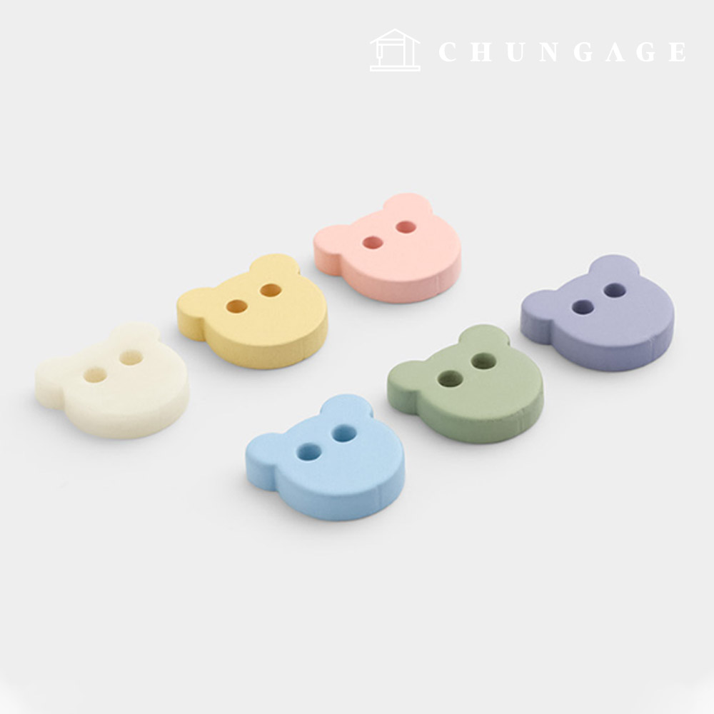 プラスチックボタンカラーミックス12mmシリアルベア6個入り68151