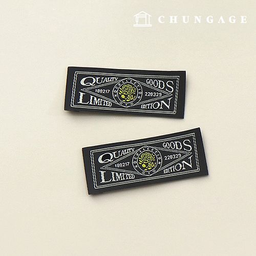 コットン織りラベル両接ハンドメイドラベルリミテッドブラック60815