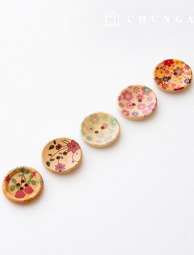 ヴィンテージウッドコートカバン小物木製ボタン30mmフラワー