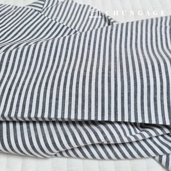 綿生地ウォッシングストライプ広幅40カウント0.5cmチャコール