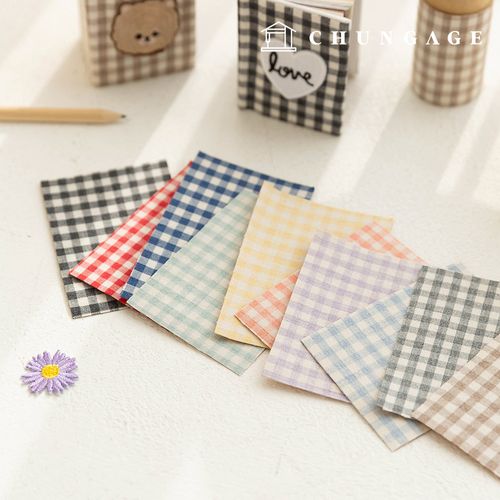 ファブリックステッカーチェックリフォームステッカーデコ生地テープ小21x30 10種