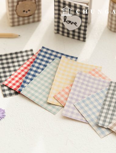 ファブリックステッカーチェックリフォームステッカーデコ生地テープ小21x30 10種