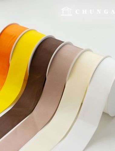 サテンリボン紐包装リボンテープ紐クラフト40mmブラウンイエロー6種1ヤード