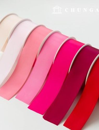 サテンリボン紐包装リボンテープ紐クラフト40mmピンク7種1ヤード