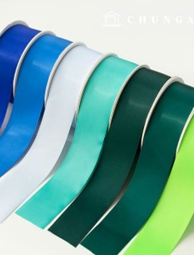 サテンリボン紐包装リボンテープ紐クラフト40mmグリーンブルー7種1ヤード