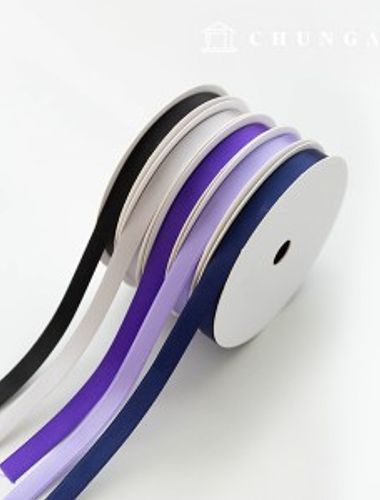 サテンリボン紐包装 リボンテープ紐工芸 10mm 紫 5種 1ヤード