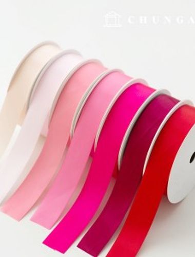 サテンリボン紐包装リボンテープ紐クラフト25mmピンク7種1ヤード