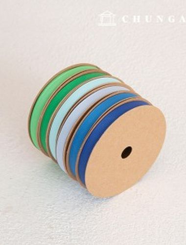 ゴルジリボン紐包装リボンテープ紐クラフト10mmグリーンブルー6種1ヤード